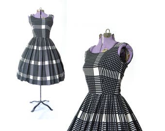 Plaid Dress Vintage Dress 1950s Dress 1950s Party Dress 60s 50s dress prom Dress vintage dress vintage clothing day dress dress