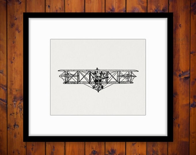 Printable Antique Biplane Graphic Image Vintage Airplane Download Plane Digital Clip Art Jpg Png Eps HQ 300dpi No.1050