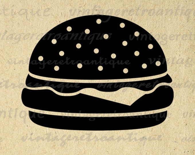 Printable Digital Hamburger Image Download Cheeseburger Graphic Artwork Jpg Png Eps HQ 300dpi No.4017