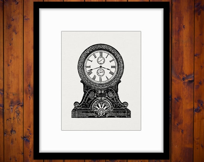 Digital Printable Clock Download Illustration Graphic Image Vintage Clip Art Jpg Png Eps HQ 300dpi No.1482