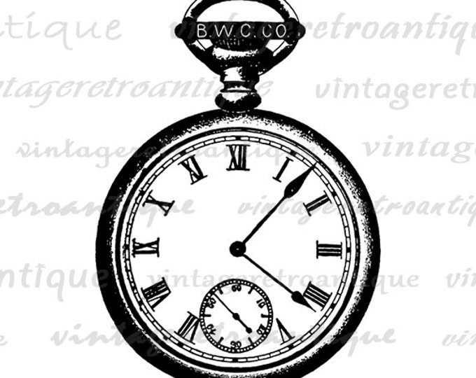 Antique Pocket Watch Graphic Image Download Pocketwatch Illustration Printable Digital Vintage Clip Art Jpg Png Eps HQ 300dpi No.1357