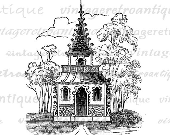 Printable Antique House Digital Graphic Download Image Vintage Clip Art Jpg Png Eps HQ 300dpi No.704