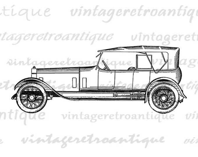 Antique Rolls Royce Car Image Digital Download Illustration Graphic Printable Vintage Clip Art Jpg Png Eps HQ 300dpi No.3443