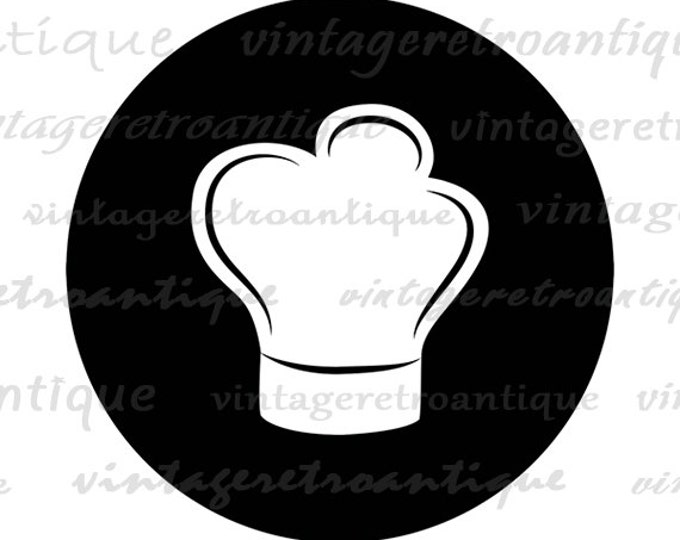 Chef Hat Symbol Image Printable Digital Cook Chefs Circle Download Graphic Vintage Clip Art for Transfers Printing etc HQ 300dpi No.1982