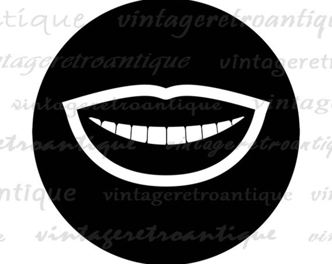 Printable Image Smiling Mouth Graphic Smile Icon Digital Download Antique Clip Art Jpg Png Eps HQ 300dpi No.4417