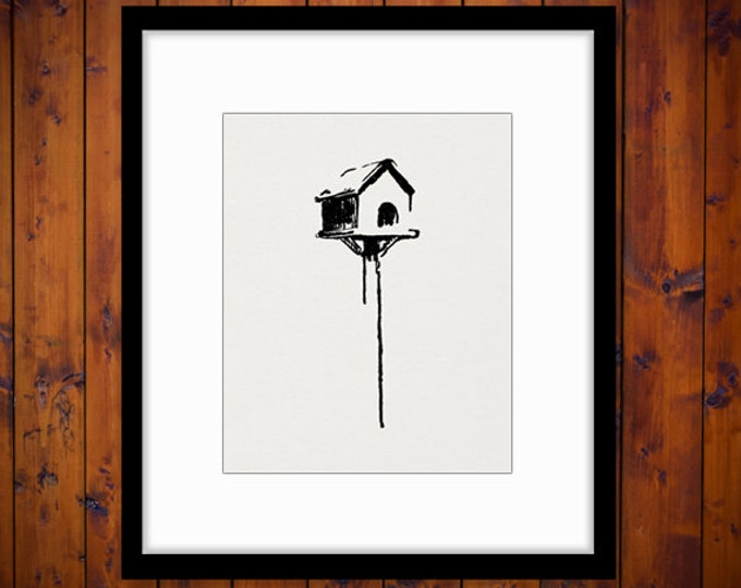 Digital Image Birdhouse Download Bird Graphic Printable Vintage Clip Art Jpg Png Eps HQ 300dpi No.822