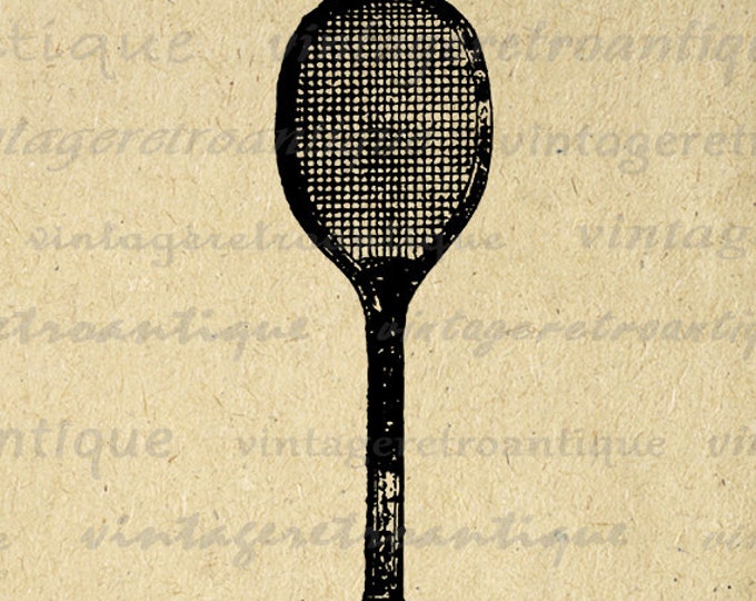 Digital Graphic Antique Tennis Racquet Download Tennis Racket Image Printable Vintage Clip Art Jpg Png Eps HQ 300dpi No.1268