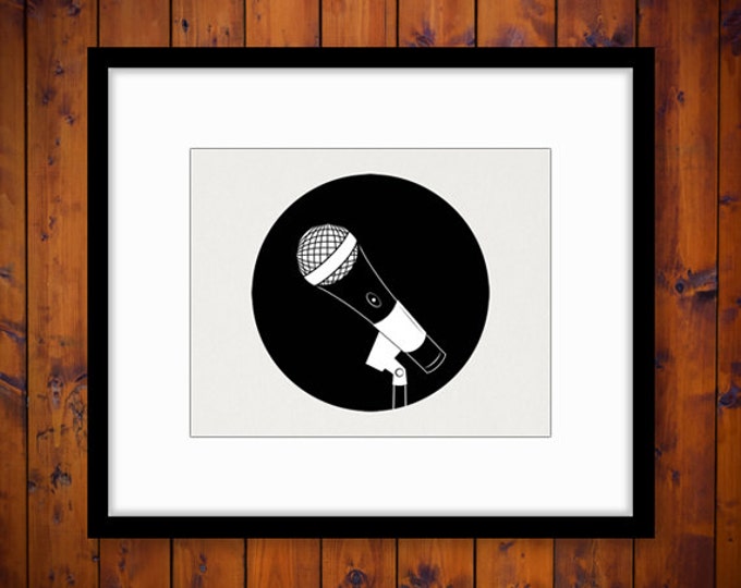 Digital Printable Microphone Image Music Symbol Graphic Download Vintage Clip Art Jpg Png Eps HQ 300dpi No.1964