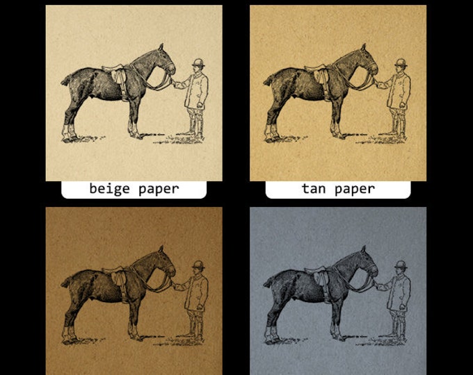 Horse with Handler Graphic Image Digital Download Printable Vintage Clip Art Jpg Png Eps HQ 300dpi No.3128