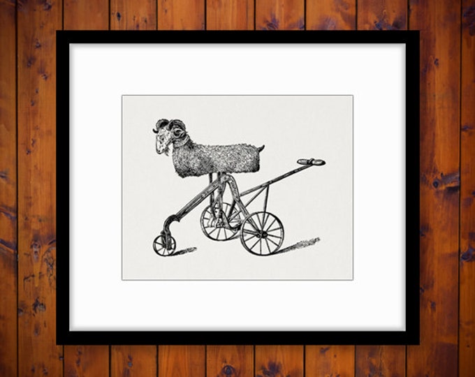 Printable Antique Toy Goat Ride Digital Download Illustration Image Graphic Vintage Clip Art Jpg Png Eps HQ 300dpi No.1738