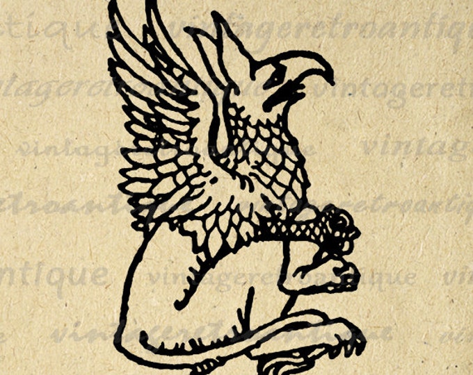 Digital Graphic Alice in Wonderland Griffin Image Download Printable Vintage Clip Art Jpg Png Eps HQ 300dpi No.2522