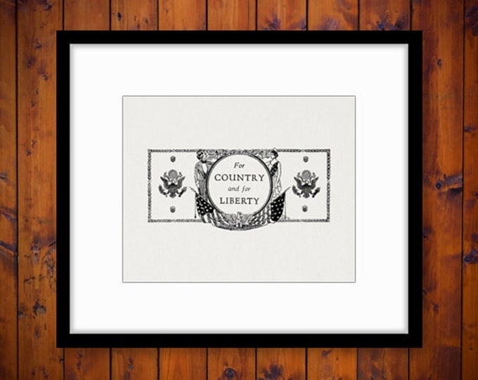 United States Liberty Banner America US USA Digital Image Download Printable Graphic Vintage Clip Art Jpg Png Eps 18x18 HQ No.3232