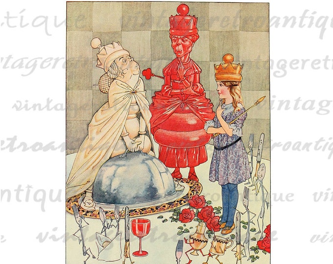 Printable Graphic Alice White Queen and Red Queen Alice in Wonderland Download Digital Image HQ 300dpi No.2543