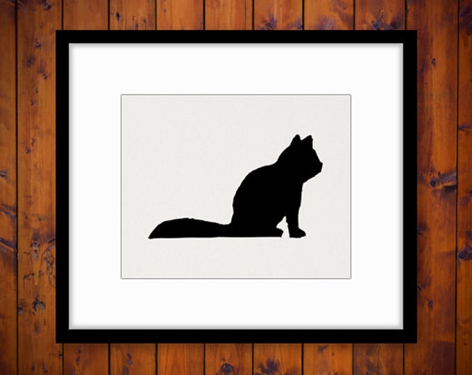 Printable Graphic Cat Silhouette Digital Cute Kitten Artwork Image Cat Download for Transfers Pillows Tea Towels etc HQ 300dpi No.4677