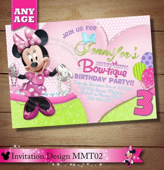 Minnie Mouse Bowtique Invitation Minnie Mouse Bowtique