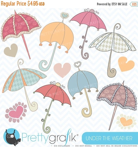 80% OFF SALE Umbrella clipart commercial use, vector graphics, digital clip art, digital images - CL327 Il_570xn
