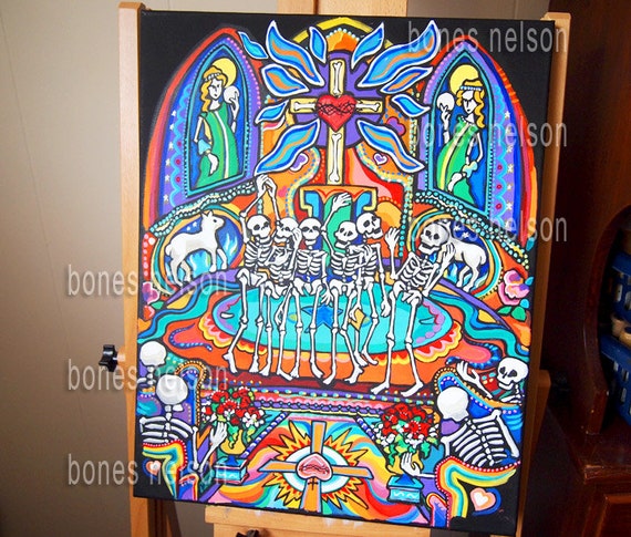 Day Of The Dead Wall Art day of the dead 12x16 canvas painting acrylic wall Day Of The Dead Wall Art day of the dead 12x16 canvas painting acrylic wall