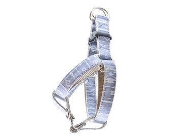 Southwest Chambray Dog Harness - Aztec Tribal Chambray Denim Front Clip Step In No Pull Harness