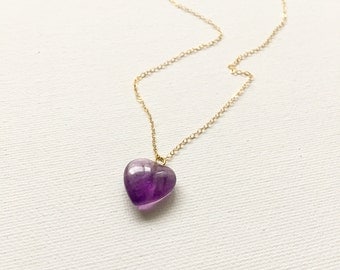 14kgf Amethyst Heart Charm Necklace