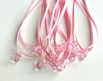 Don't Say Baby Game Pacifier Necklaces Baby Shower Favors Pink Blue Gender Reveal