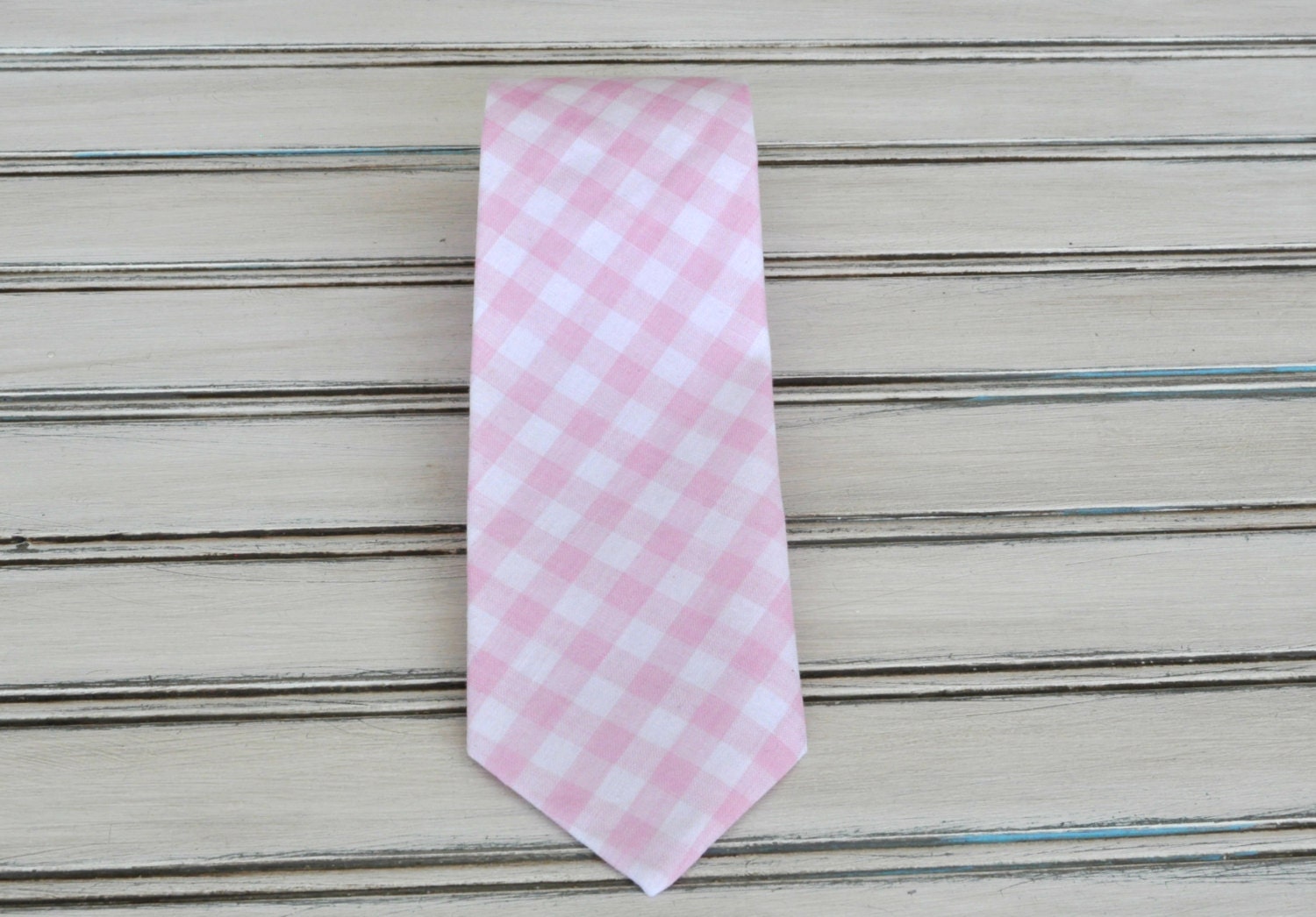 Pink Gingham Tie for Men Youth Boys