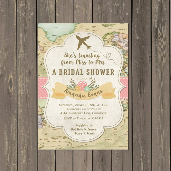 Travel Themed Bridal Shower Invitations 7