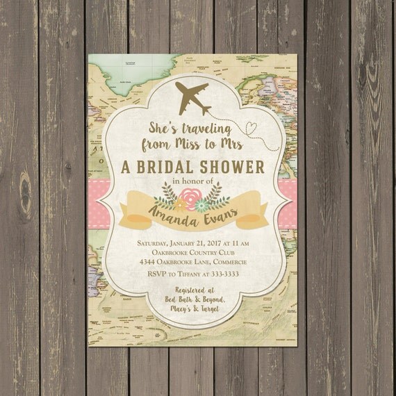 Travel Themed Wedding Shower Invitations 5