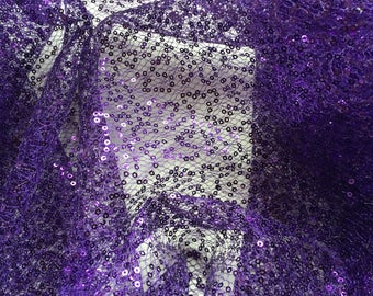 NEW COLOR Purple/Gold 5mm Shiny Flip Up Sequin on Spandex, 54