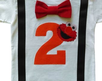 2nd Birthday Shirt Boys Elmo Tee-Orange