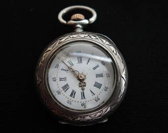 Antique French silver ( marked ) pocket watch montre gousset.