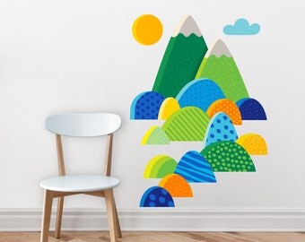 Mountains Wall decal / Mountains and hills / Colorful mountains wall sticker / mountains sticker / kids room decor, colorful vinyl