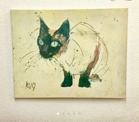 Fritz Hug / Mid Century Modern Expressionist Siamese Cat