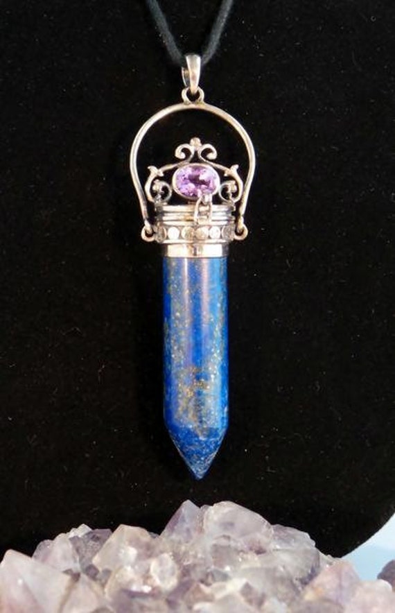 Lapis Lazuli and Amethyst Chamber Pendant