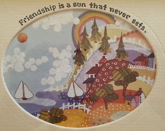 Friendship is a sun that never sets" by Roberta, Vintage Wall Hanging
