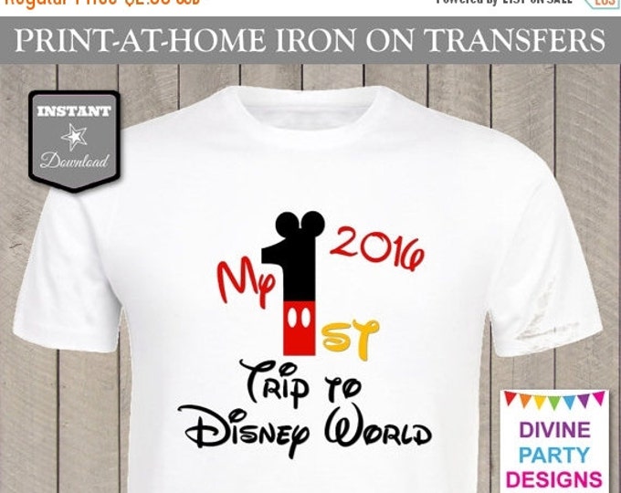 SALE INSTANT DOWNLOAD Print at Home Mouse 1st Trip to Disney World Printable Iron On Transfer / T-shirt / First Trip / Family / Item #2345