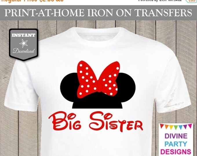 SALE INSTANT DOWNLOAD Print at Home Red Mouse Big Sister Printable Iron On Transfer / T-shirt / Birthday / Family Trip / Item #2334