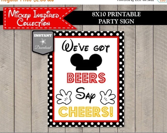 SALE INSTANT DOWNLOAD Printable Mouse 8x10 We've Got Beers, Say Cheers Printable Party Sign / Classic Mouse Collection / Item #1573