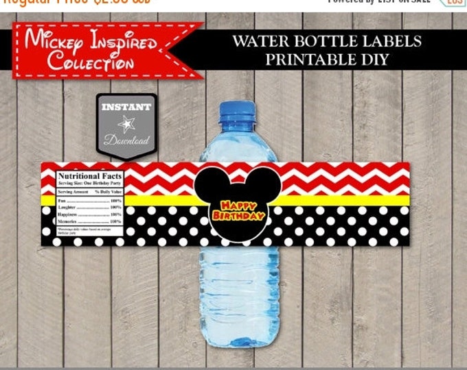 SALE INSTANT DOWNLOAD Mouse Chevron Water Bottle Labels / Printable / Classic Mouse Collection / Item #1548