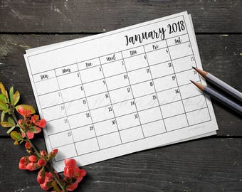 Calendar 2018 pdf, minimal calendar, 2018 desk calendar, minimalist planner, 2018 calendar printable, monthly planner, PDF planner