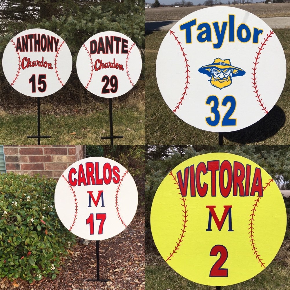 Personalized diving or swimming yard sign with wood stake.