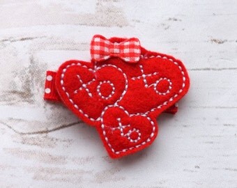 Valentines day hair clip, trio heart hair clip, xoxo love girls hair clips, hair accessory, felt hearts, UK seller