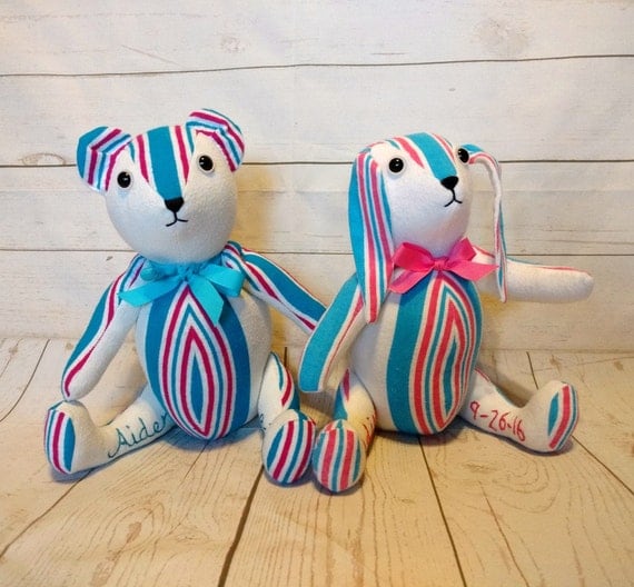 Personalized Stuffed Animal Swaddle Blanket Bear Baby Gift