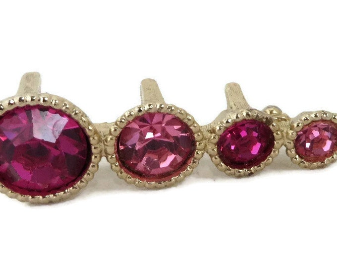 ON SALE! Vintage Sarah Coventry "Saucy" Bar Brooch, Pink Rhinestone Pin, 1960s Jewelry