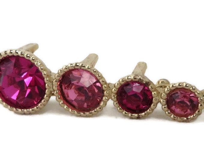 ON SALE! Vintage Sarah Coventry "Saucy" Bar Brooch, Pink Rhinestone Pin, 1960s Jewelry