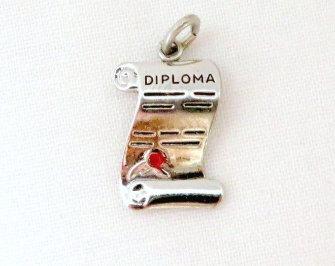 Sterling Silver Diploma Charm, Vintage Wells Sterling, Charm Bracelet Gift for Graduation