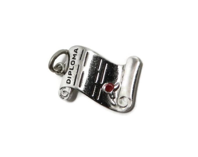 Sterling Silver Diploma Charm, Vintage Wells Sterling, Charm Bracelet Gift for Graduation