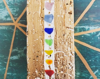 Chakras of Sea Glass with Gold Leafing