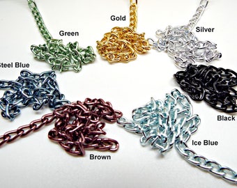 36in Aluminum Chain, Anodized Aluminum, 7 Colors, 6x3.6mm Link, Curb Chain, Colored Chain, Jewelry Chain, UK Seller, Jewelry Supplies