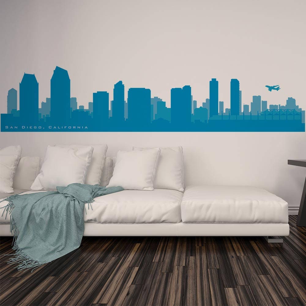 Skyline of SAN DIEGO CALIFORNIA Wall Decal Cityescape Art