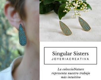 Engraved brass earrings